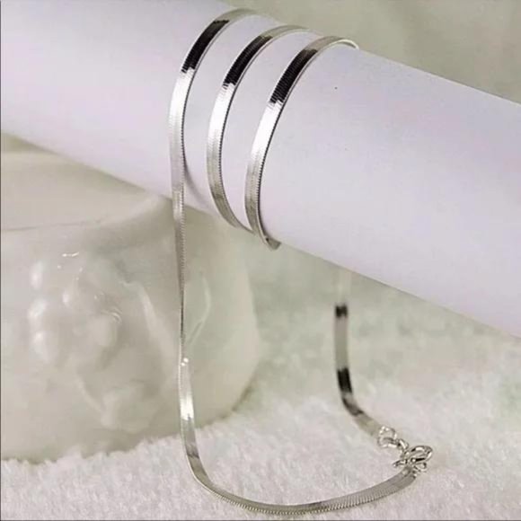 NEW 925 STERLING SILVER SNAKE FLATE NECKLACE, NICE NECKLACE, CUTE NECKLACE - Picture 3 of 6